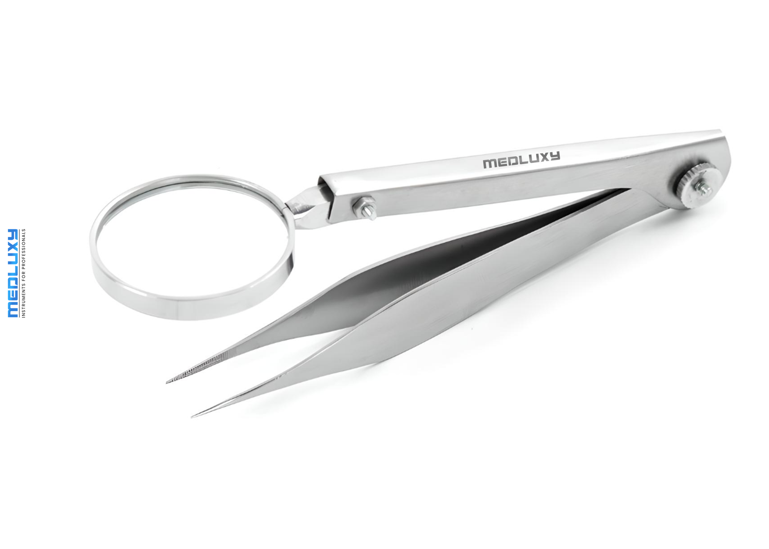Medluxy - Splinter Tweezers with Magnifying Glass (adjustable magnifying glass) - Straight - 13 cm - SP0082 (splinter tweezers)